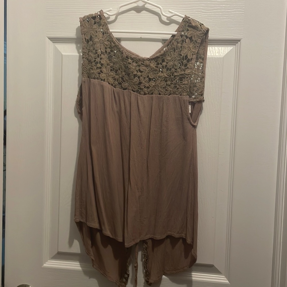 Brown Lacey Tank Top